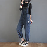 Women's Loose Ninth Plus Size Denim Overalls - WOMONA.COM