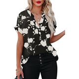 Summer Floral Print Short-sleeved Shirt For Women - WOMONA.COM