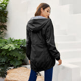 Long Raincoat Women's Hooded Jacket - WOMONA.COM