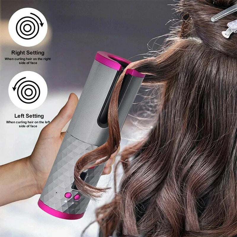 Automatic Rotating Cordless Hair Curler Fast Curling Iron Tongs - WOMONA.COM