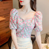 French Floral Short-sleeved Shirt Women's - WOMONA.COM