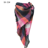 Cashmere-like Colorful Plaid Square Scarf - WOMONA.COM