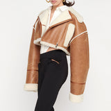 Locomotive Lamb Hair Female Lapel Fur Coat - WOMONA.COM