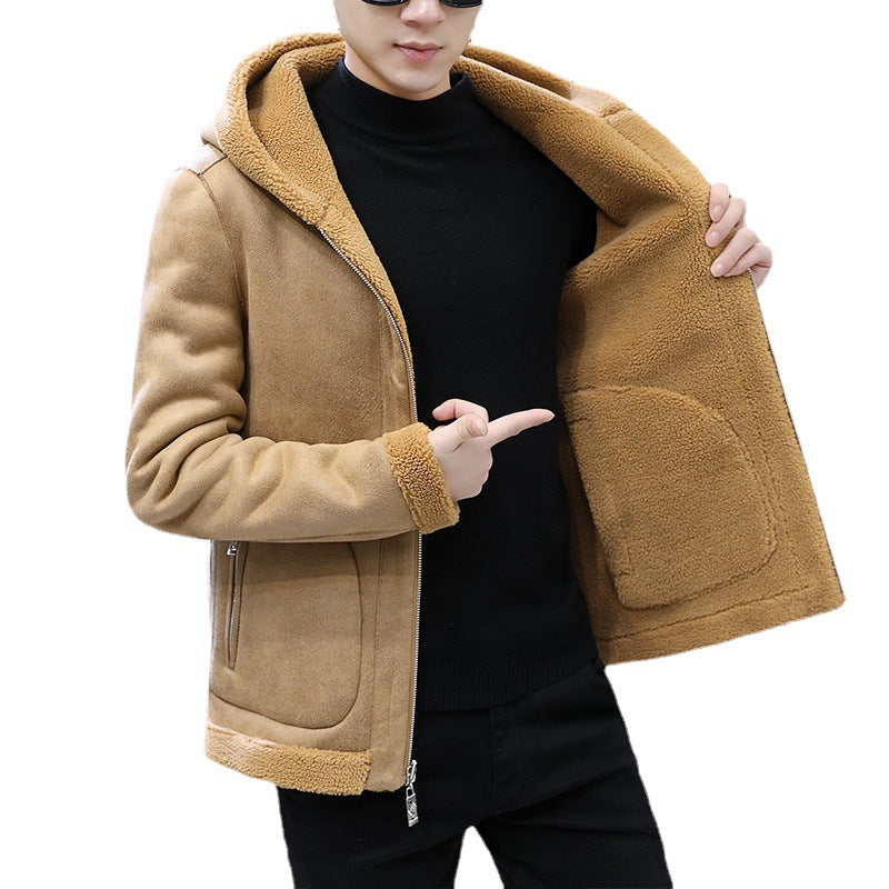 Fur One-piece Hooded Coat Fleece Jacket - WOMONA.COM