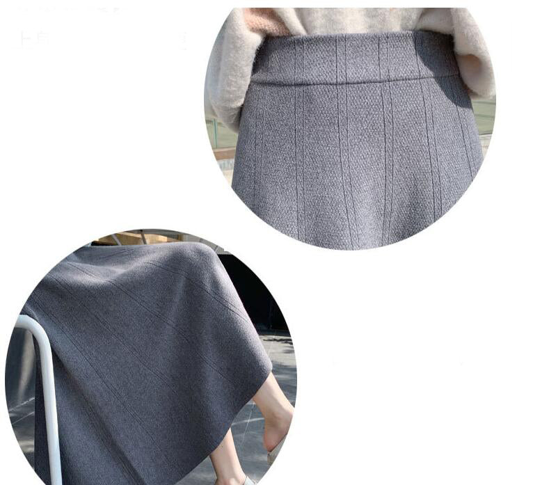 Color High Waist Knitted Skirt - WOMONA.COM