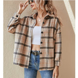 New Style Long-sleeved Plaid Jacket - WOMONA.COM