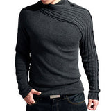 Men's Slim Knit Sweater Fashion Scarf Collar Base - WOMONA.COM