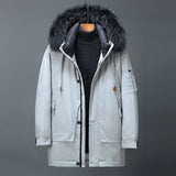 Mid Length Men's Hoodie With Fur - WOMONA.COM