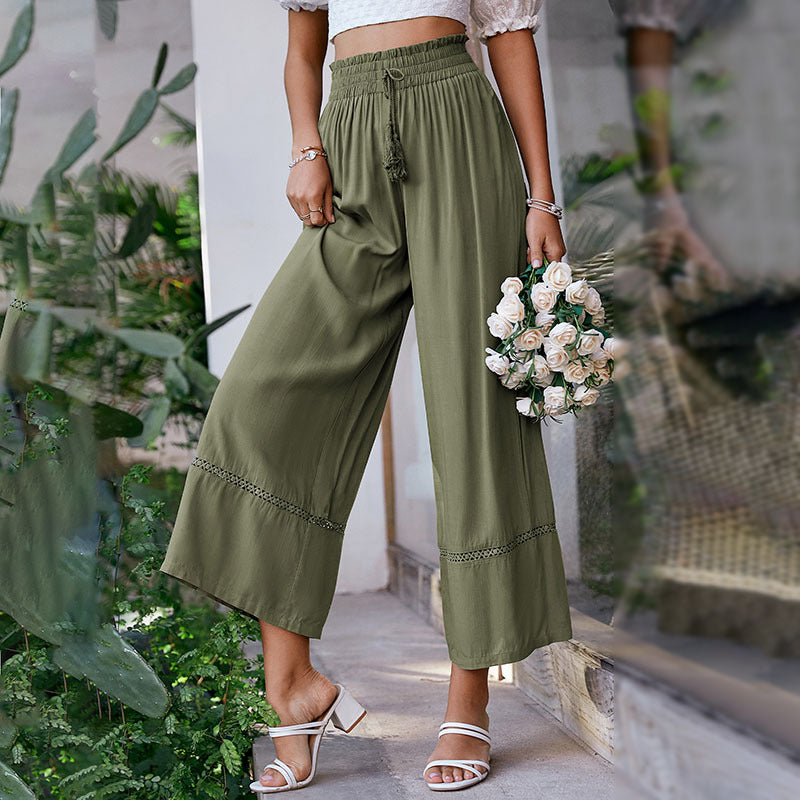 Waistless Elastic Green pants - WOMONA.COM