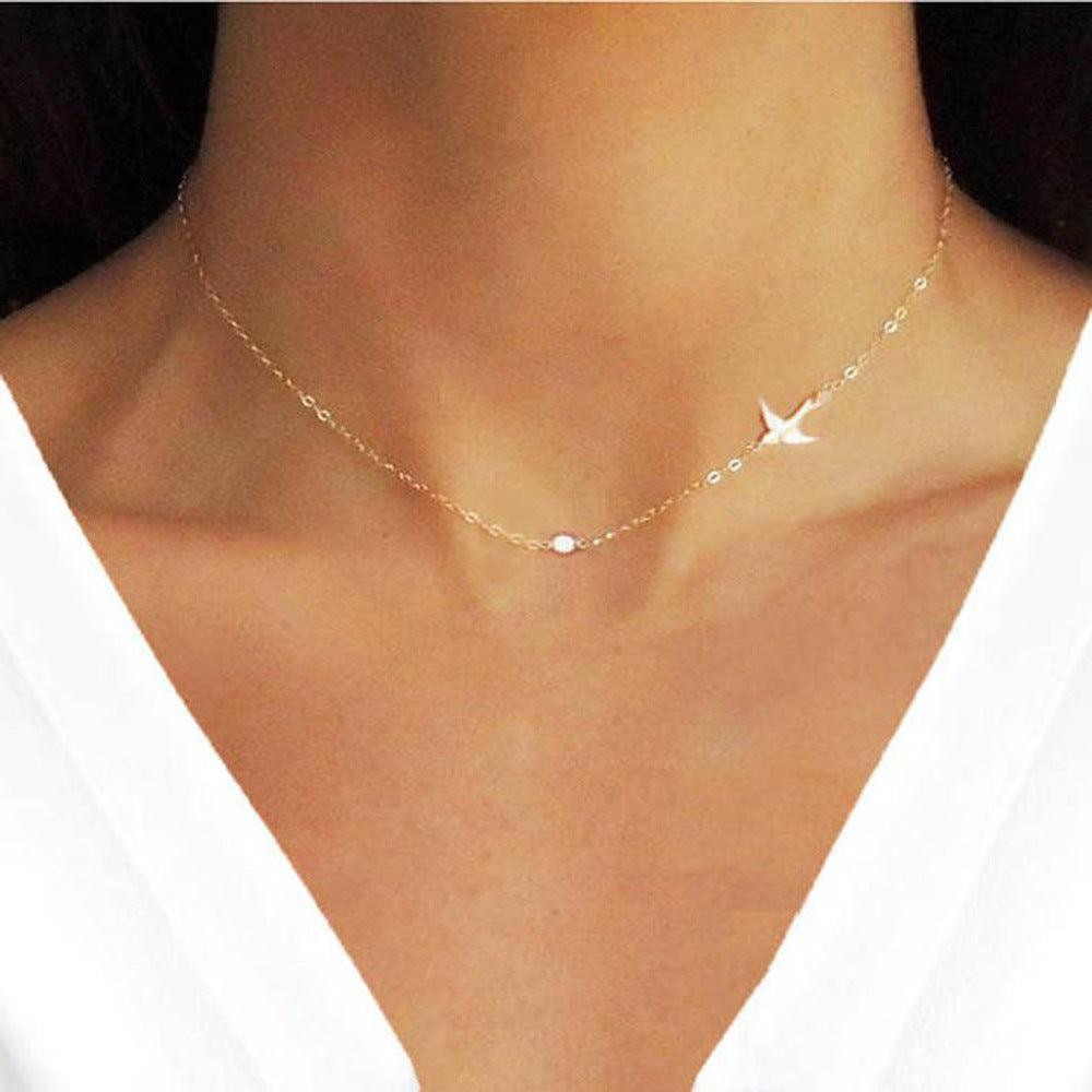 Metal Peace Clavicle Necklace - WOMONA.COM