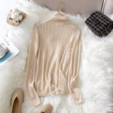 Soft Waxy Knitted Light  Shirt - WOMONA.COM