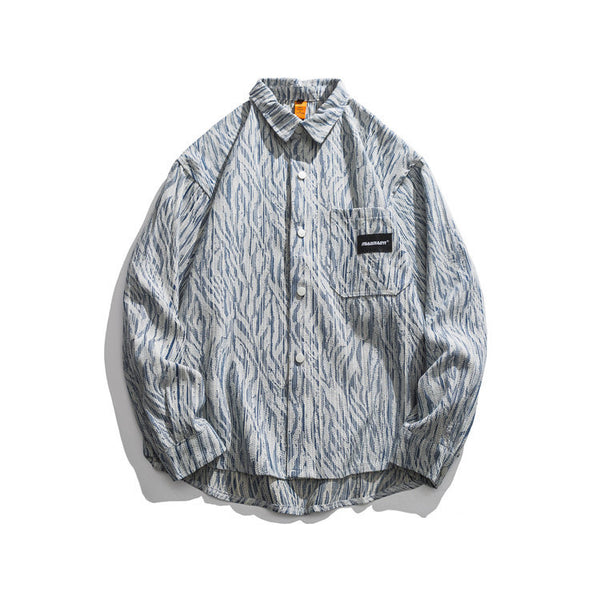 Street Irregular Striped Casual Shirt Men - WOMONA.COM