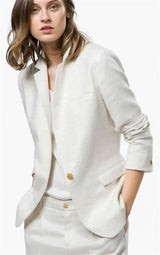 Lady Women Suits Set Spring And Autumn White Peak Lapel - WOMONA.COM