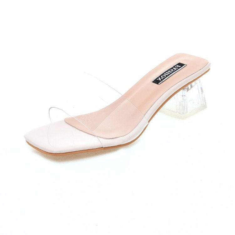 Word Thick Heel Sandals Women - WOMONA.COM