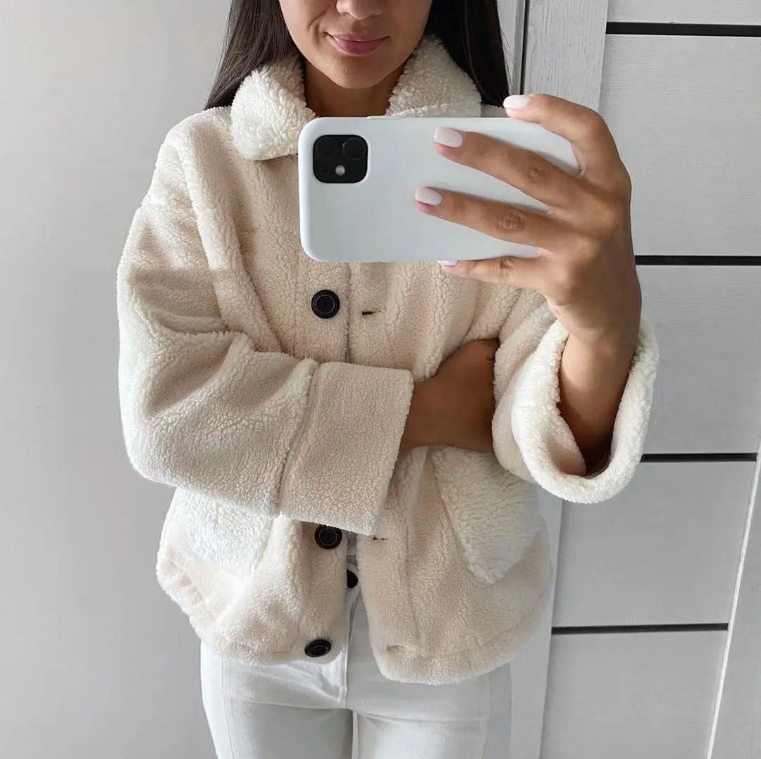 Sheep Shearling Casual Jacket - WOMONA.COM