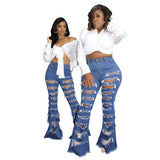 New Washing Trend Large Size Women's Torn Jeans - WOMONA.COM