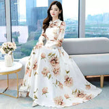 Waist Slimming Printed Dress - WOMONA.COM