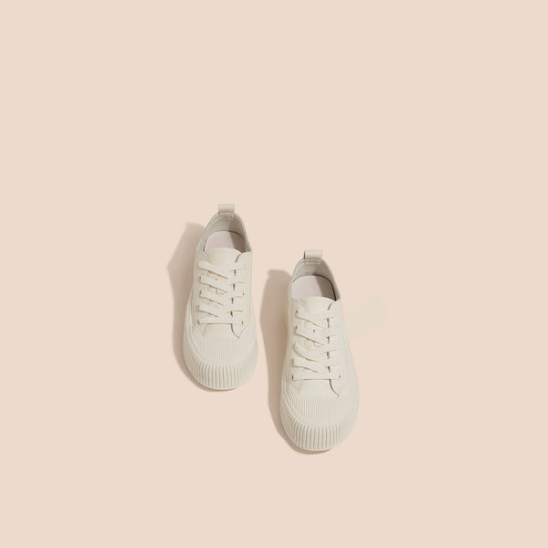 Casual White Leather Sneakers - WOMONA.COM