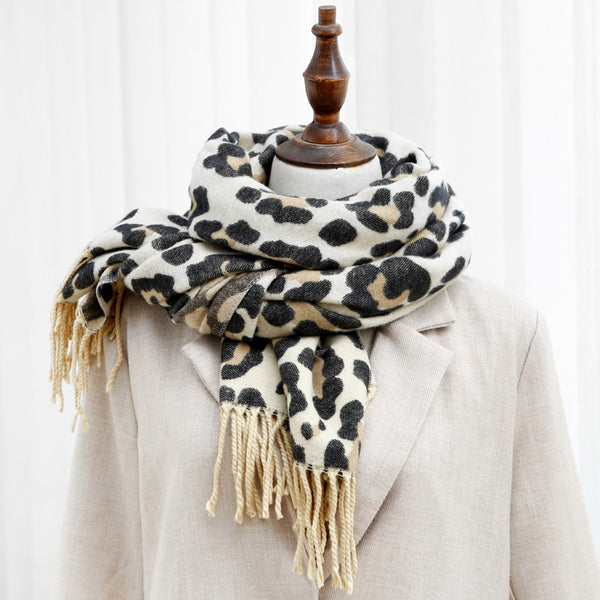 Double-sided Leopard Print Scarf - WOMONA.COM