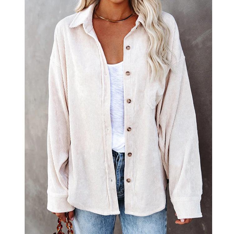 Shirts Solid Color Lapel Pit Casual Jacket - WOMONA.COM
