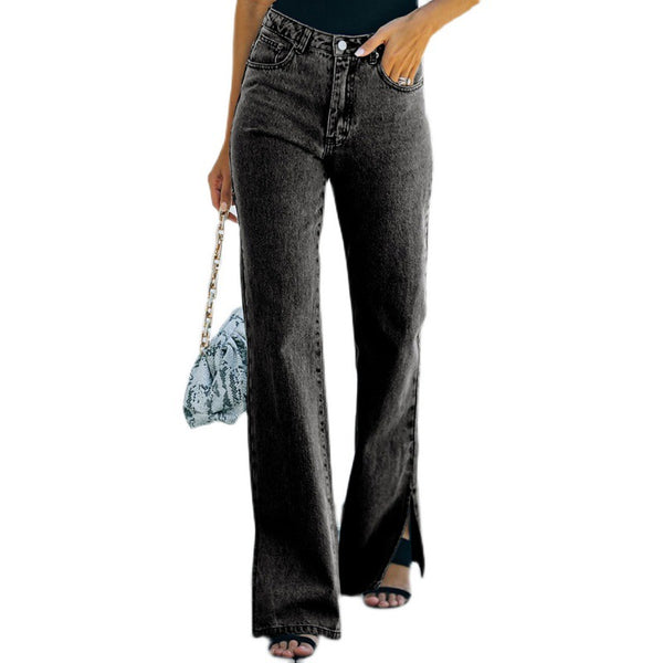 Casual Trousers Slit Wash Jeans - WOMONA.COM