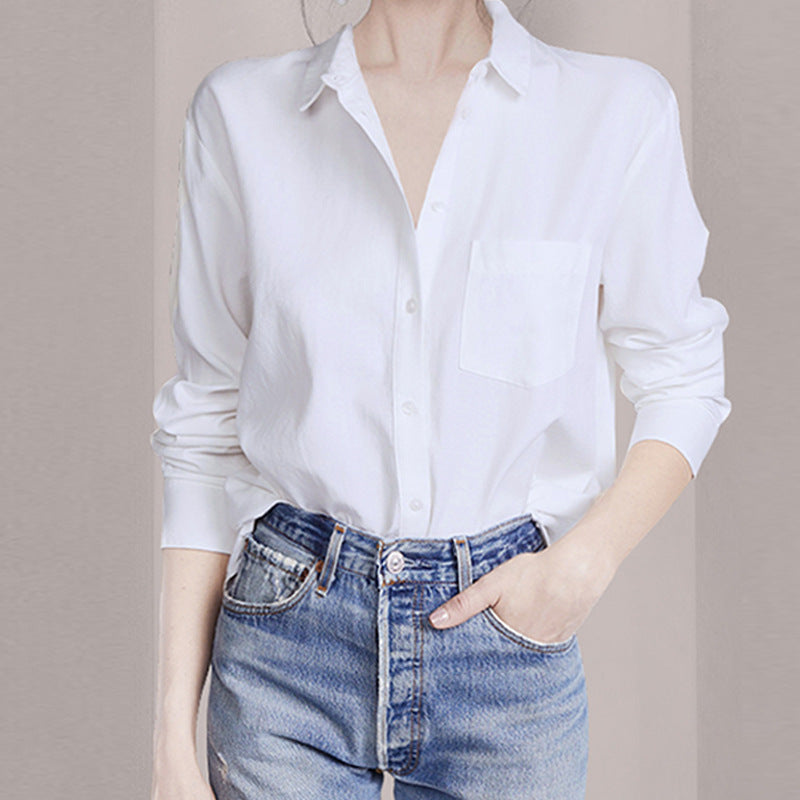 Slim Fit White Shirt - WOMONA.COM