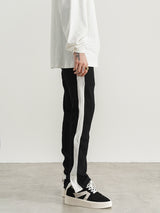 Slim-fit Sweatpants With Side White Bars - WOMONA.COM