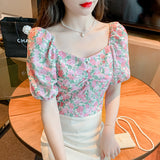 French Floral Short-sleeved Shirt Women's - WOMONA.COM