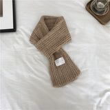 Cashmere Knitted Thickened Cross Warm Scarf - WOMONA.COM