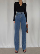 High Waist Mopping Drape Jeans - WOMONA.COM