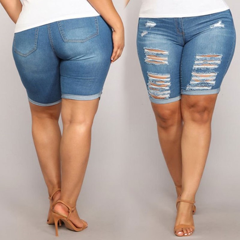 Plus Size Ripped Ladies Pants - WOMONA.COM