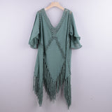 Deep V Hollow Dress - WOMONA.COM