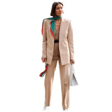 Lady Women Suits Set Spring And Autumn White Peak Lapel - WOMONA.COM