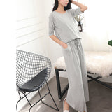 Plus-size Pajamas Two-piece Set Of Nine-minute Wide-leg Pants - WOMONA.COM