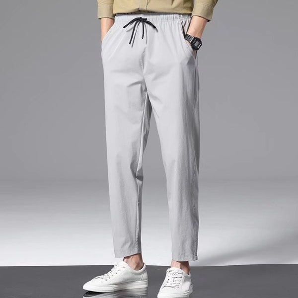 Thin Ice Silk Nine Part Casual Pants - WOMONA.COM