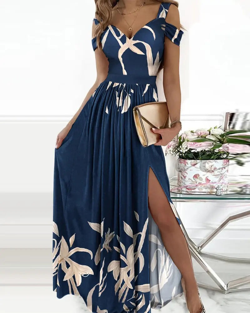 Elegant Greek Style Chiffon Pleated Dress - WOMONA.COM