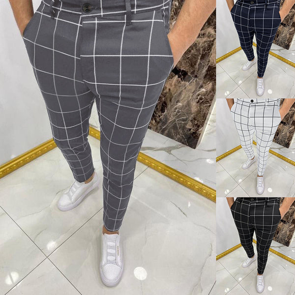 Men's Casual Plaid Pants - WOMONA.COM