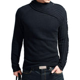 Men's Slim Knit Sweater Fashion Scarf Collar Base - WOMONA.COM