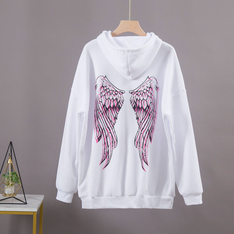 Wings Letter Printing Hooded - WOMONA.COM