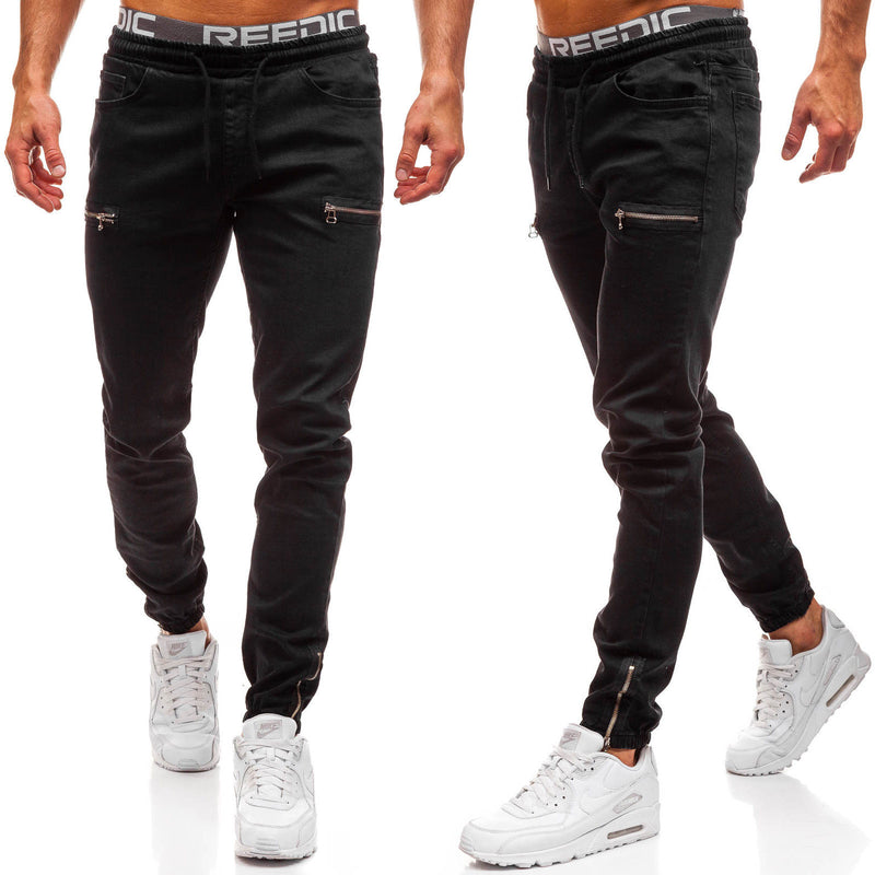 Zipper Design Sports Jeans Men - WOMONA.COM