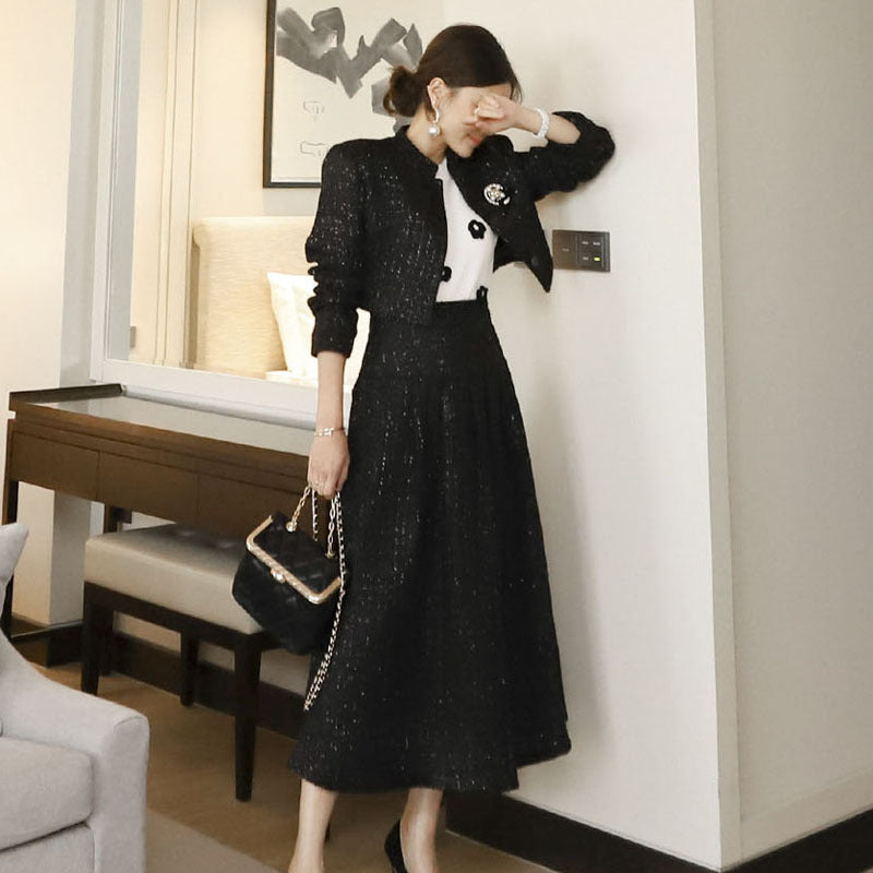 Breasted Wool Coat Skirt Set Women - WOMONA.COM