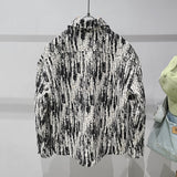 Tweed Tie Dye Print Long Sleeve Shirt Jacket Men - WOMONA.COM