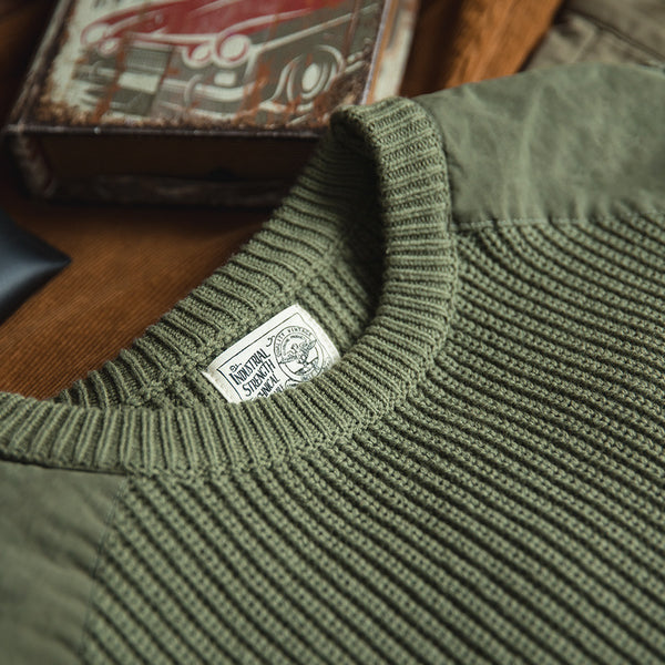 Retro Commando Outdoor Army Green Sweater - WOMONA.COM