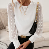 Polka Dot Long Sleeve Shirt - WOMONA.COM