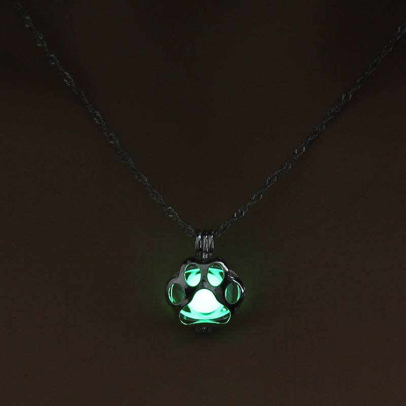 Dog Paw Hollow Luminous Necklace - WOMONA.COM