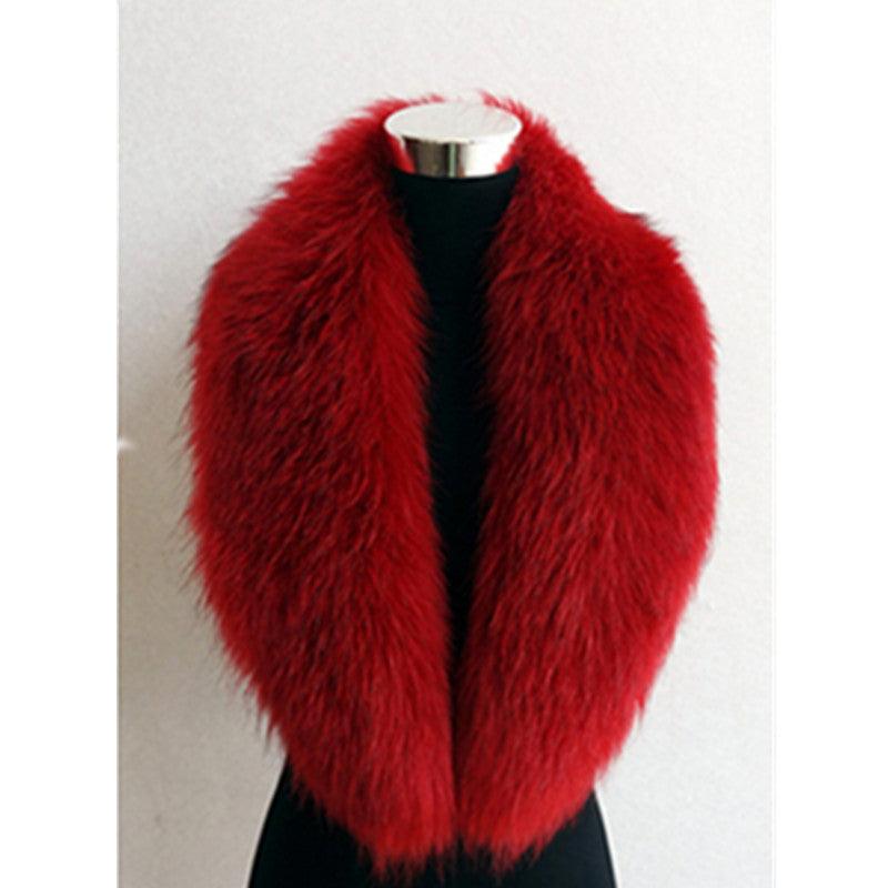 Faux fur scarf, thick collar style in red faux fur.