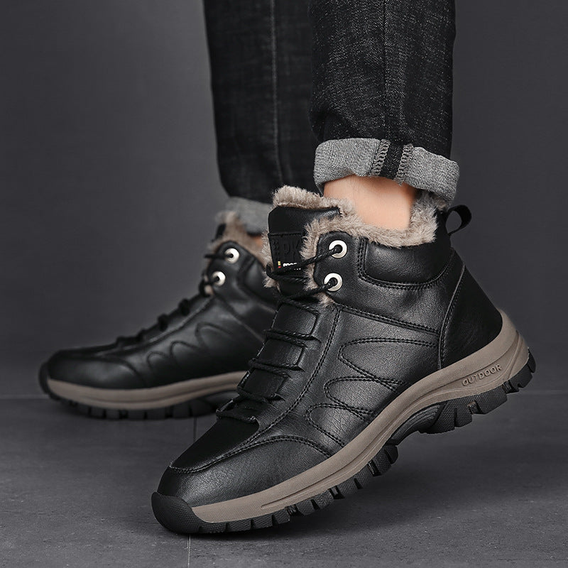 Warm Leather Shoes With Plush - WOMONA.COM