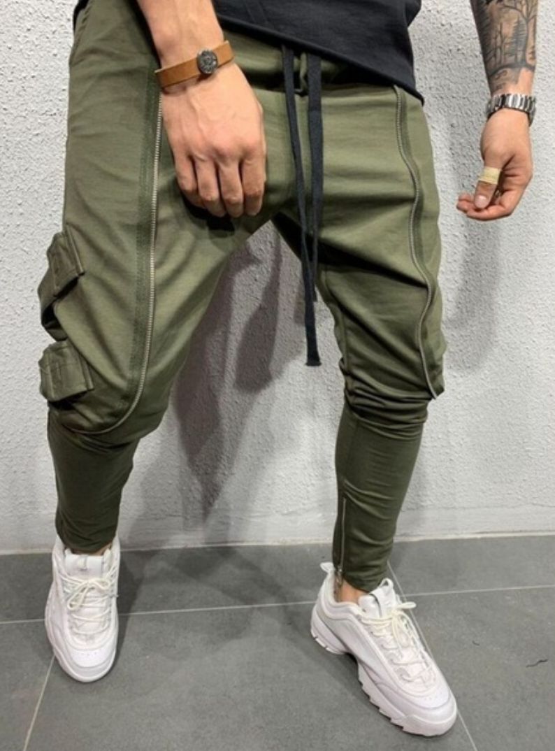 Trendy Zipper Side Pocket Rope Trousers Men - WOMONA.COM