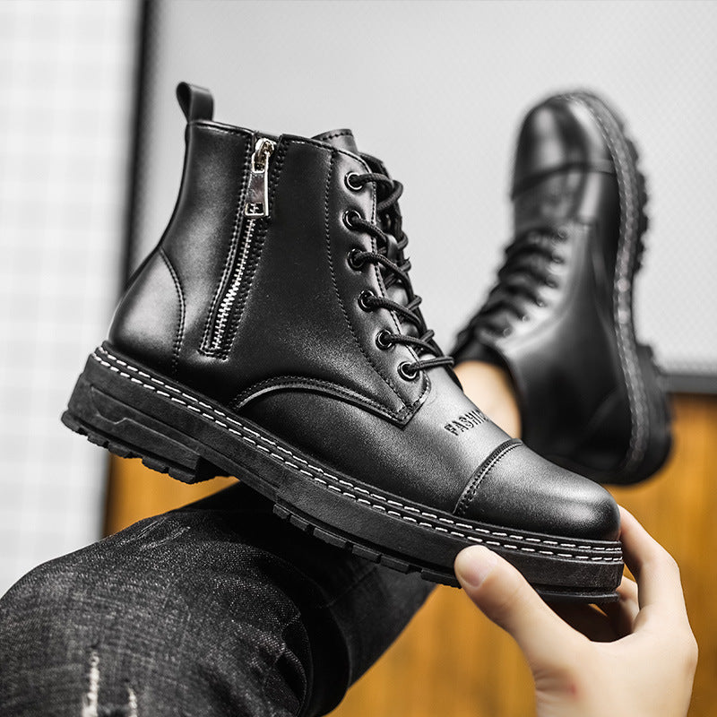 Side Zipper British Style Letters Men Boots - WOMONA.COM