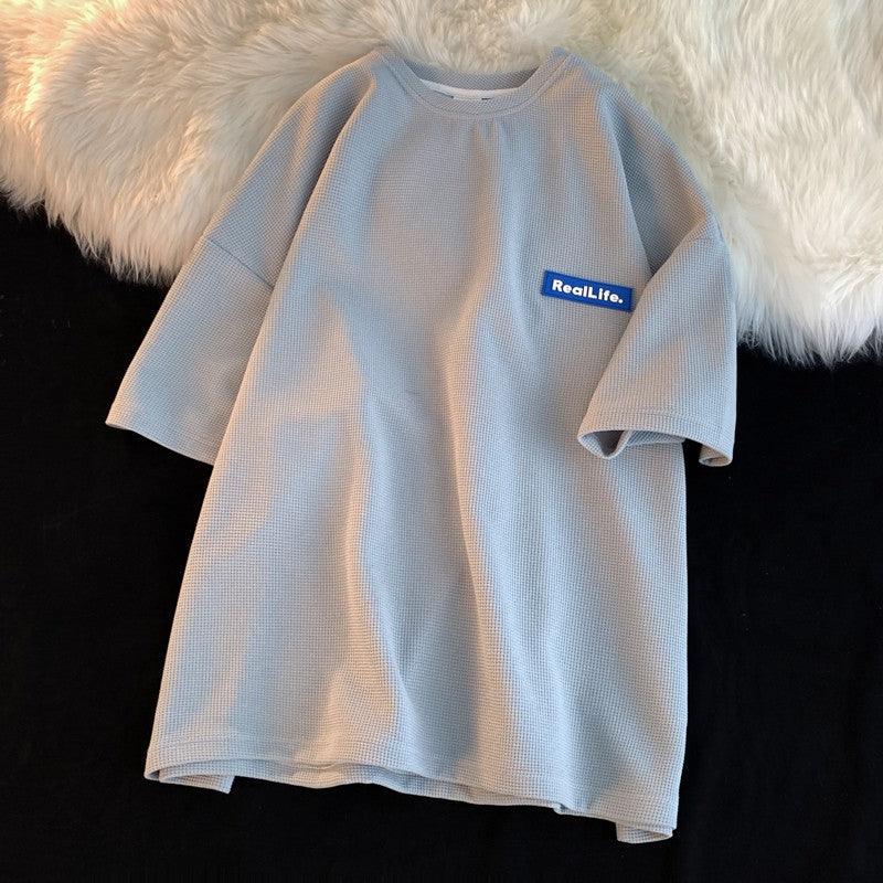 Waffle Short Sleeve T-Shirt Men - WOMONA.COM